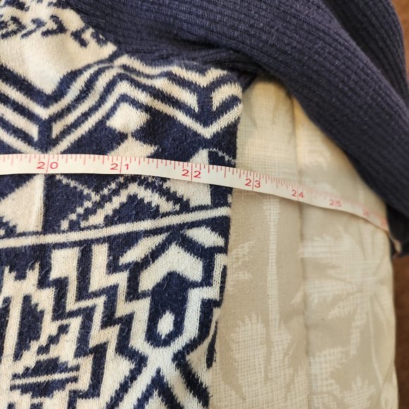 Lucky Brand Open Front Waterfall Sweater Blue/Beige - Picture 8 of 11